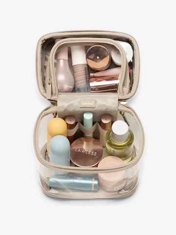 Clear Train Case with Top Compartment