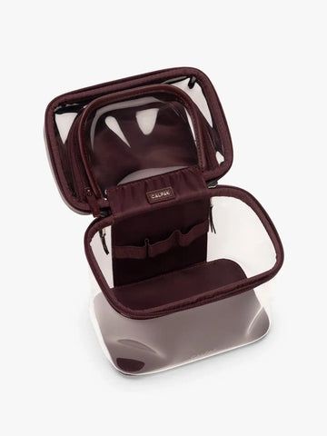 Clear Train Case with Top Compartment